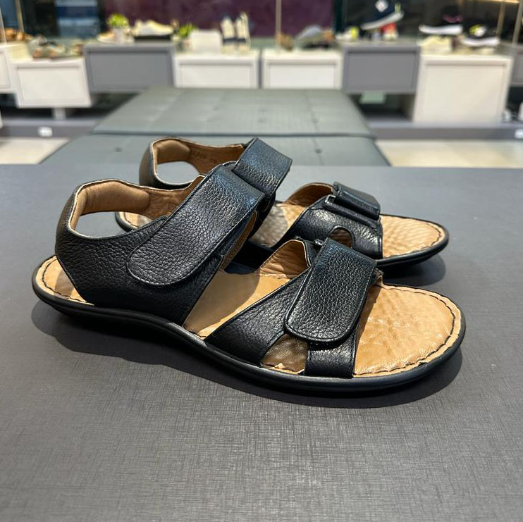 Sandália Masculina Ajustável Antistress em Couro