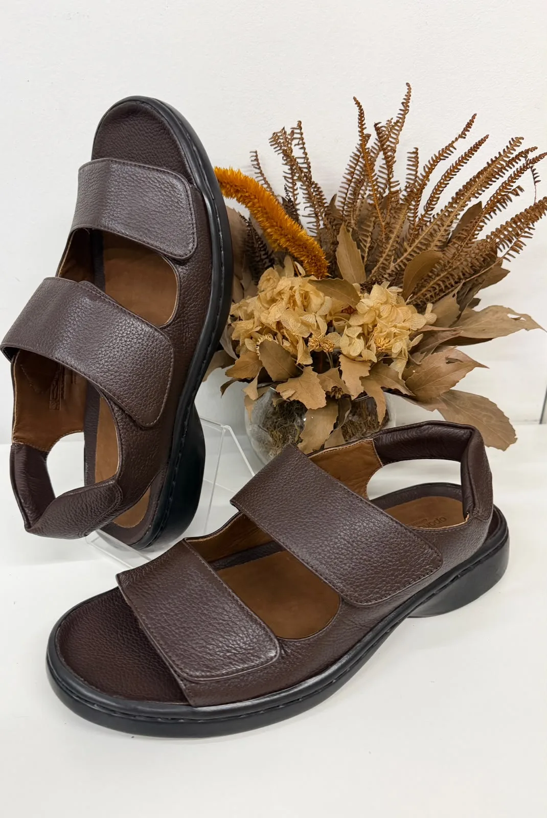 Sandália Masculina Ajustável 100% em Couro Anatômica Opananken