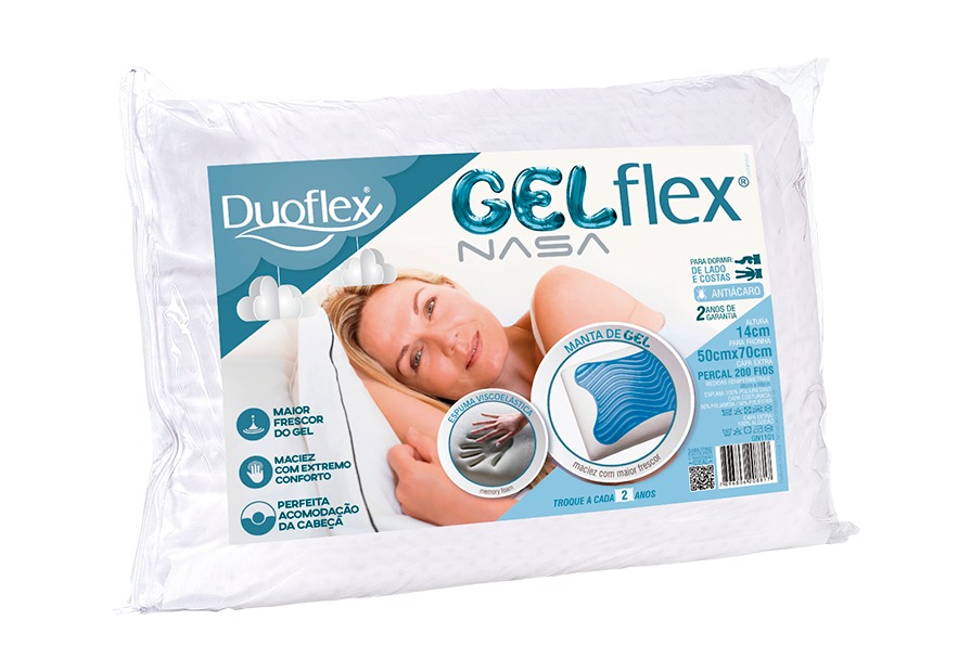 Travesseiro GelFlex NASA Altura 14cm Duoflex