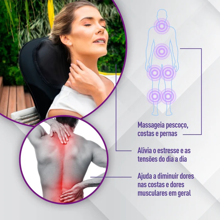 Assento Massageador Shiatsu Neck e Back Relaxmedic