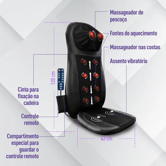 Assento Massageador Shiatsu Neck e Back Relaxmedic