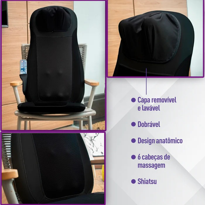 Assento Massageador Shiatsu Neck e Back Relaxmedic