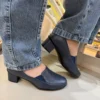 Sapato Feminino Social Antistress Salto Bloco em Couro Opananken
