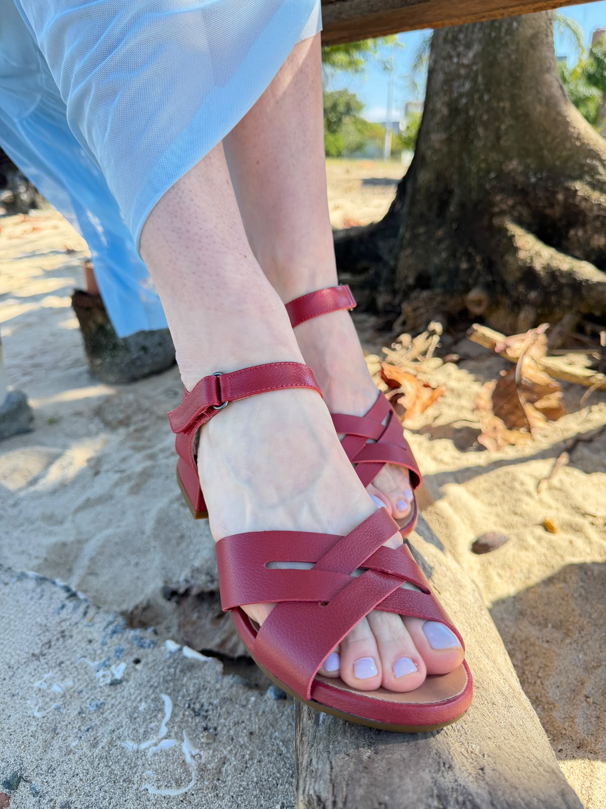 Sandália Feminina Social Antistress Anatômica em Couro Opananken